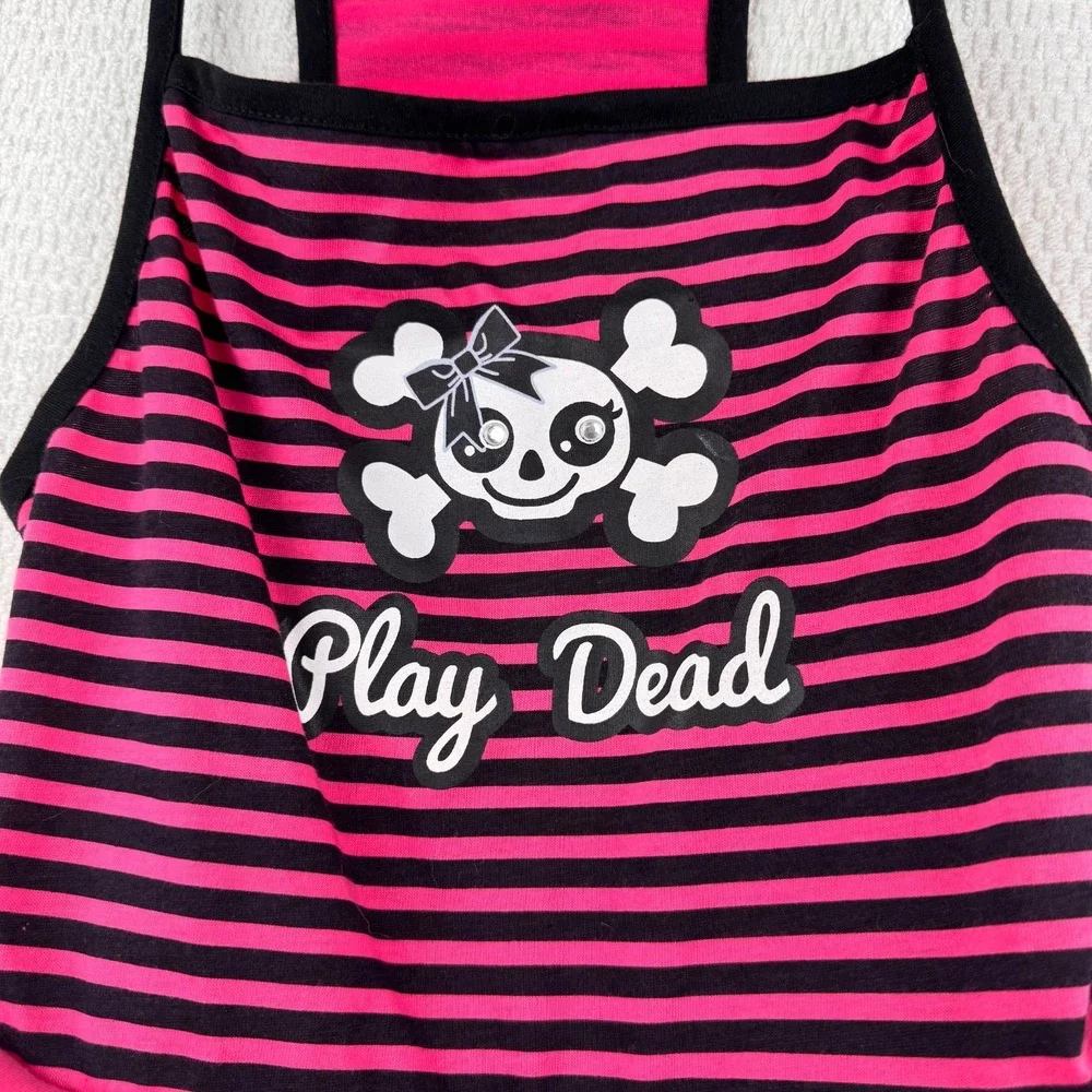 Bootique Dog Dress Size Large Pink Black Play Dead Skull Halloween Tutu 14in